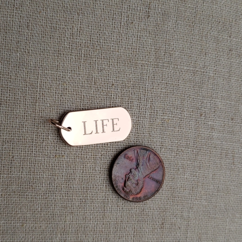 Stella & Dot Signature ID Tag - Engraved w/ "LIFE"